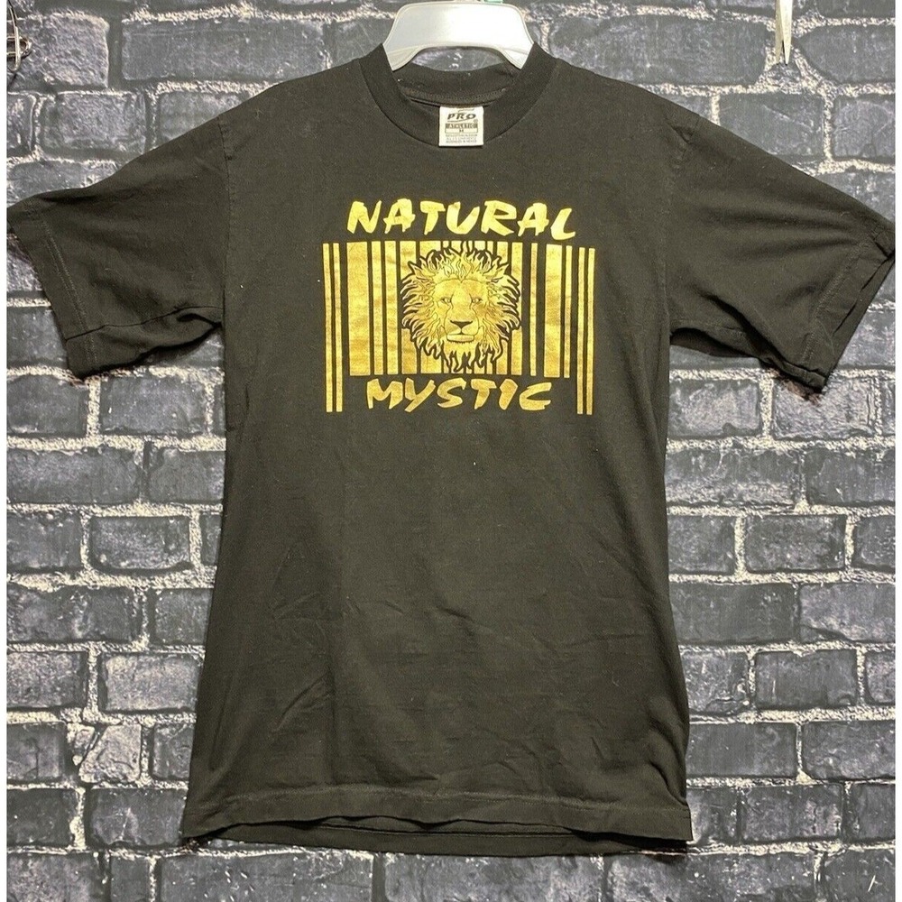 Vintage Natural Mystic Rasta Lion barcode graphic tshirt mens Medium Pro 5 black